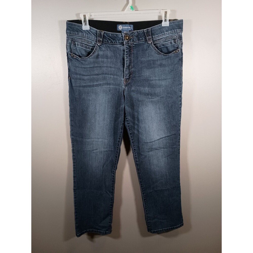 Democracy Ab Solution Medium Wash Straight Leg Jeans Plus Size 16 Petite